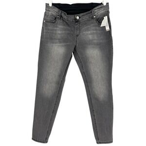 Time And Tru Women's Maternity Skinny Stretch Grey Denim Jeans Size L 12-14 NWT
